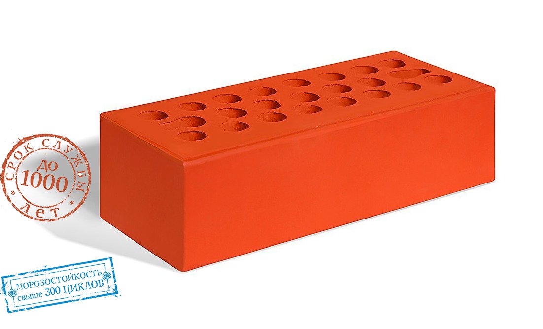 Облицовочный пустотелый, М-150,85x250x65, красный, Керма